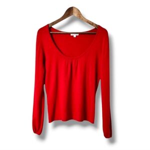 Joseph A Scoop Neck Bishop Sleeve Sweater | Medium